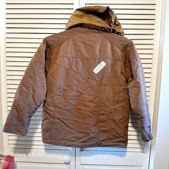 Obermeyer Juniors 14 Brown Insulated Nylon Ski Jacket W/ Hood & Zipper Pockets - Picture 6 of 11